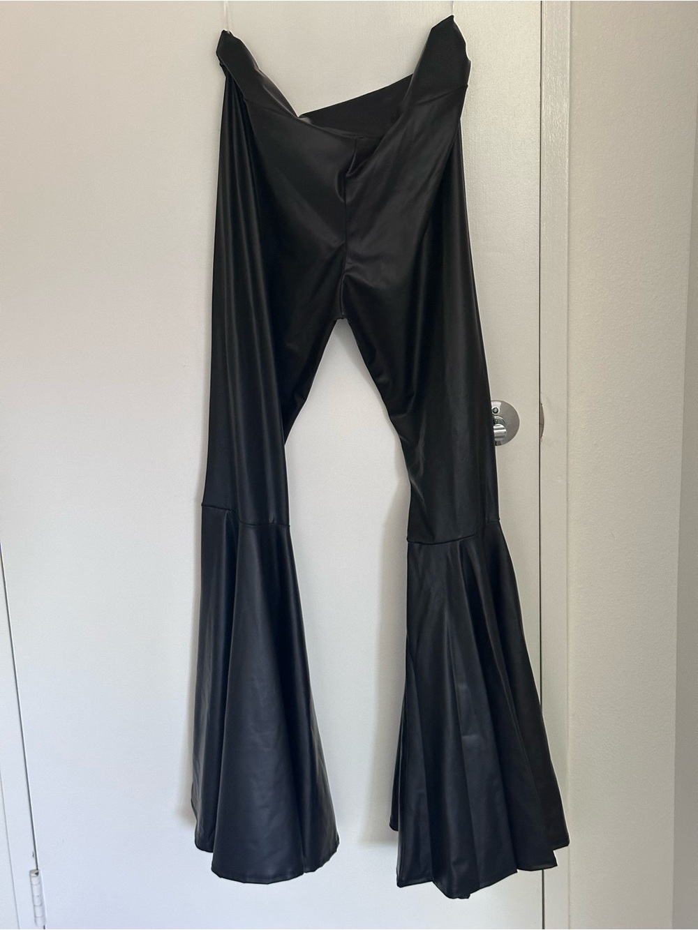 Cemi Ceri Black Faux Leather Bell Bottom Flare Pants Size 2XL NWT